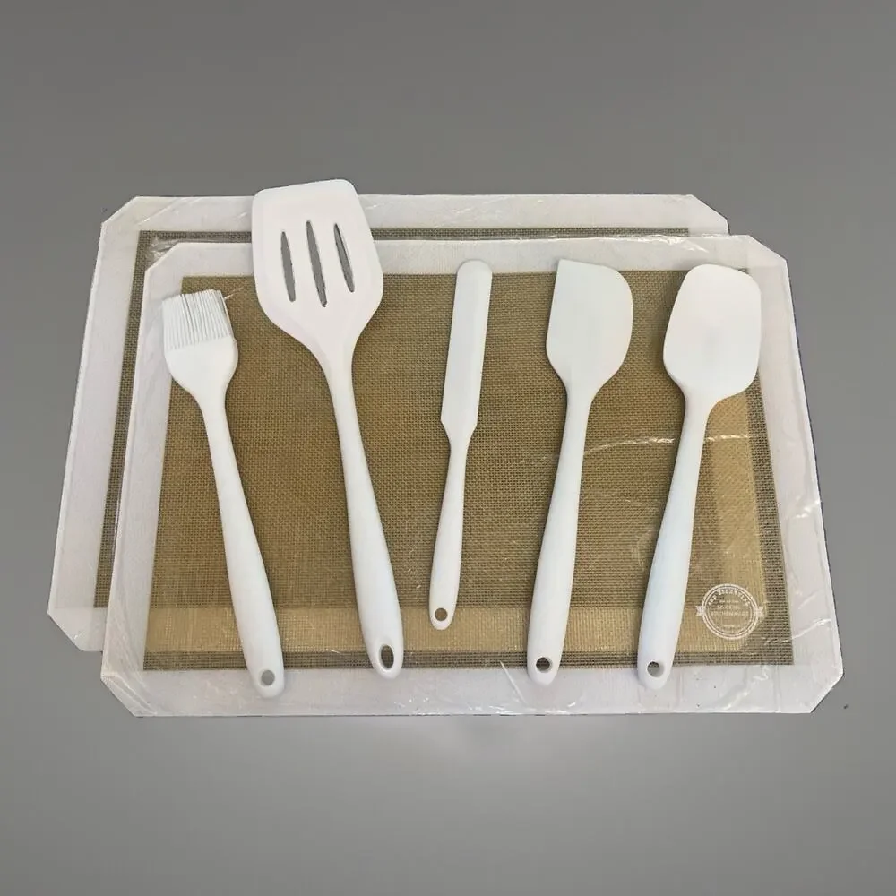 emp Essential White Silicone Kitchen Utensil Set Nonstick Bake Mats 7pcs ret.38